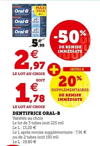 Super U ORAL-B dentifrice offre