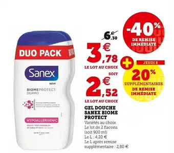 Super U SANEX gel douche sanex biome protect offre