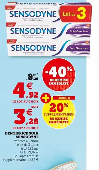 Super U SENSODYNE dentifrice soin offre