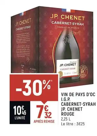 Spar Vin De Pays D'oc I.g.p. Cabernet-syrah Jp. Chenet Rouge offre