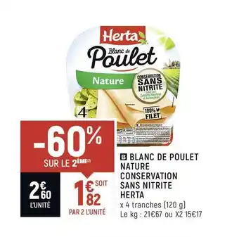 Spar Blanc De Poulet Nature Conservation Sans Nitrite Herta offre