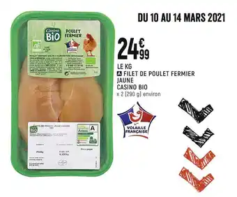 Spar Filet De Poulet Fermier Jaune Casino Bio offre