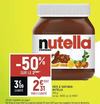 Spar Pâte à Tartiner Nutella offre