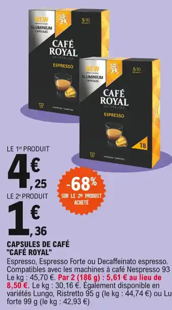 E.Leclerc Express Capsules de Café "Café Royal" offre