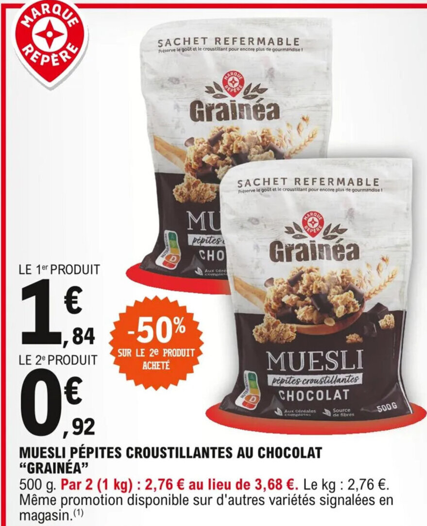 Promo Muesli Pépites Croustillantes Au Chocolat "Grainéa" chez E