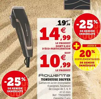 Super U Tondeuse driver offre