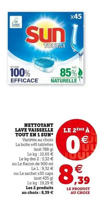 Super U SUN nettoyant lave vaisselle tout en 1 offre