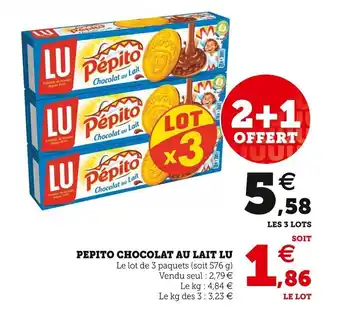 Super U LU pepito chocolat au lait offre