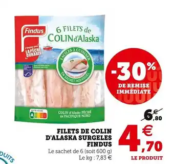 Super U FINDUS filets de colin d'alaska surgeles offre