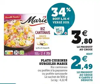 Super U MARIE plats cuisines surgeles offre