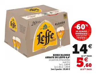 Super U LEFFE biere blonde abbaye de leffe 6,6 offre