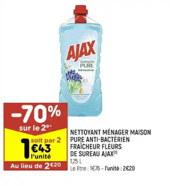 Leader Price AJAX nettoyant ménager maison pure anti-bactérien fraicheur fleurs de sureau offre