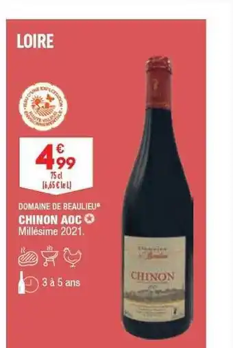 Chinon aoc millésime 2021 domaine de beaulieu