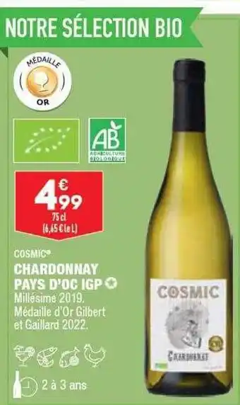 ALDI Chardonnay pays d'oc igp cosmic offre