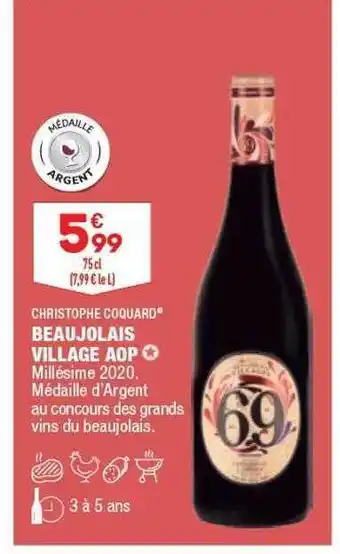 ALDI Beaujolais village aop millésime 2020 christophe coquard offre