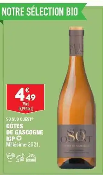 ALDI Côtes de gascogne igp millésime 2021 so sud ouest offre