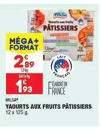 ALDI Yaourts aux fruits pâtissiers milsa offre
