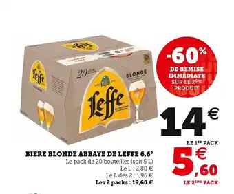 U Express LEFFE biere blonde abbaye de leffe 6,6 offre