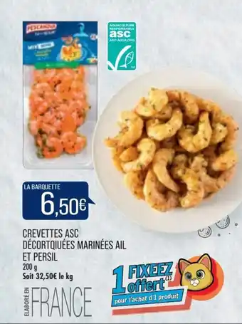 Match Crevettes asc décortiqiuées marinées ail et persil offre