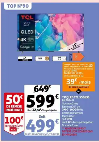 Auchan Tv qled tcl 55c636 offre