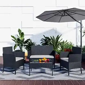 Amazon Bigzzia ensemble de salon de jardin en résine tressée, meubles de jardin salon exterieur avec 1 table basse, 1 canapé 2 pl... offre