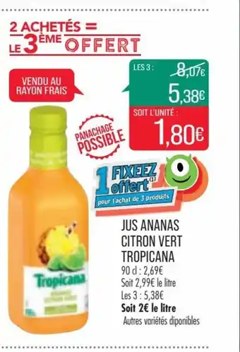 Match Jus Ananas Citron Vert Tropicana offre