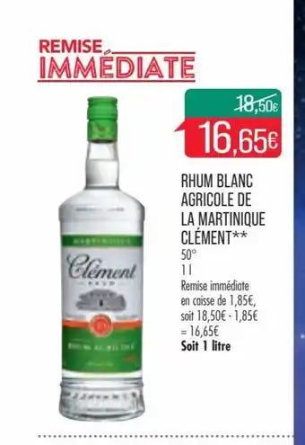 Match Rhum Blanc Agricole de La Martinique Clément offre
