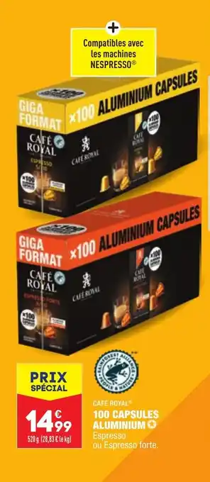 100 capsules aluminium