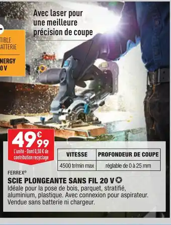 ALDI Scie Plongeante Sans Fil 20v offre