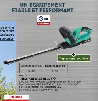 ALDI Ferrex Taille-Haie Sans Fil 20v offre