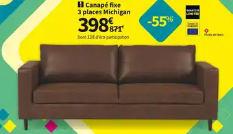 Conforama Canapé fixe 3 places michigan offre