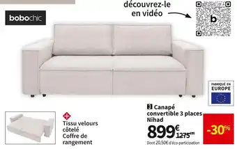Conforama Bobochic canape convertible 3 places nihad offre