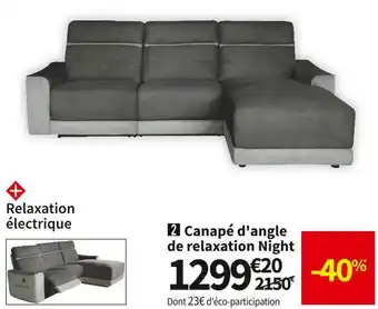 Conforama Canapé d'angle de relaxation night offre