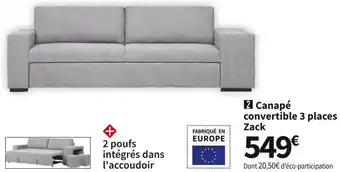 Conforama Canapé convertible 3 places zack offre