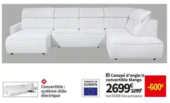 Conforama Canape d'angle u convertible mango offre