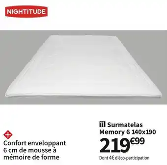 Conforama Nightitude surmatelas memory 6 offre