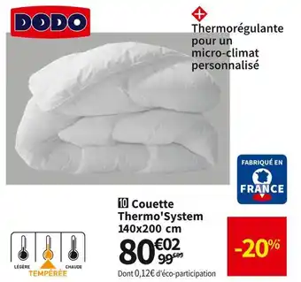 Conforama Dodo couette thermo'system 140x200 cm offre