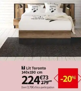 Conforama Lit adulte 140x190 cm toronto offre