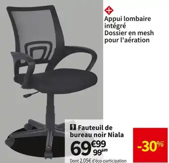 Conforama Fauteuil de bureau noir niala offre