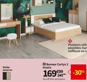 Conforama Bureau 2 tiroirs curtys offre