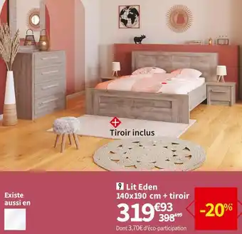 Conforama Lit 140x190 cm + tiroir eden offre