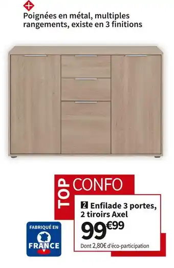 Conforama Axel rangement 3 portes, 2 tiroirs offre