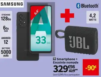 Conforama Samsung / jbl smartphone 6,4" a33 5g + enceinte nomade go 3 offre