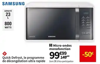 Conforama Samsung micro-ondes monofonction ms23k3513aw offre
