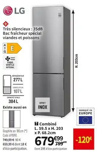Conforama Lg réf. combiné lg gbb62pzjec offre