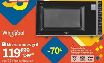 Conforama Whirlpool q1 micro-ondes gril mwp303b offre