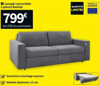 Conforama Canape convertible 3 places bastian offre