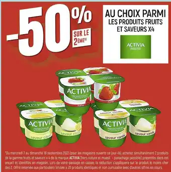 Spar Activia bon plan sur les produits fruits et saveurs x4 de la marque activia offre