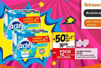 Migros Lait demi-écrémé lactel offre