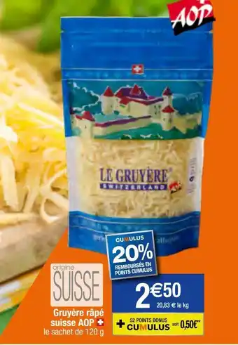 Migros Gruyère râpé suisse aop offre